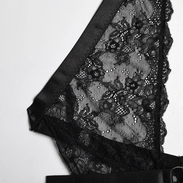 Einteiliger Dessous-Body Dayana in Schwarz mit tiefem Ausschnitt