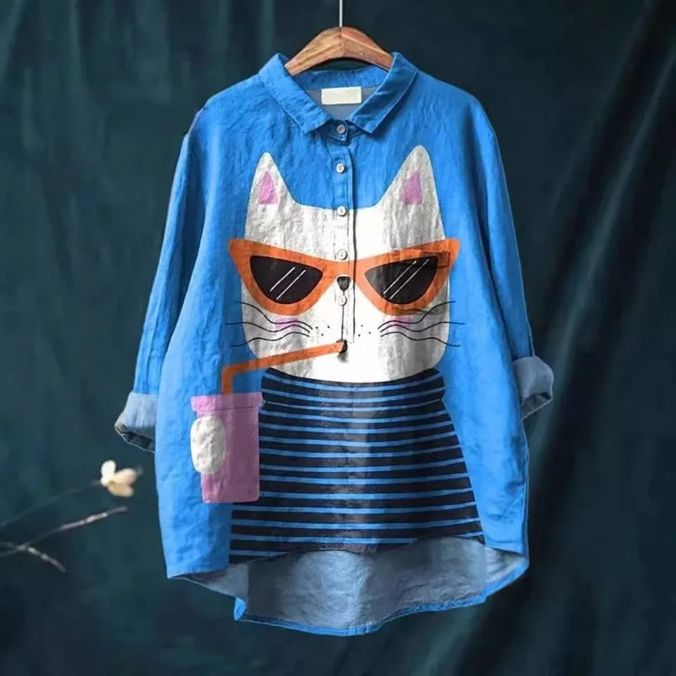 Thalia Künstlerisches T-Shirt mit Katzen-Print