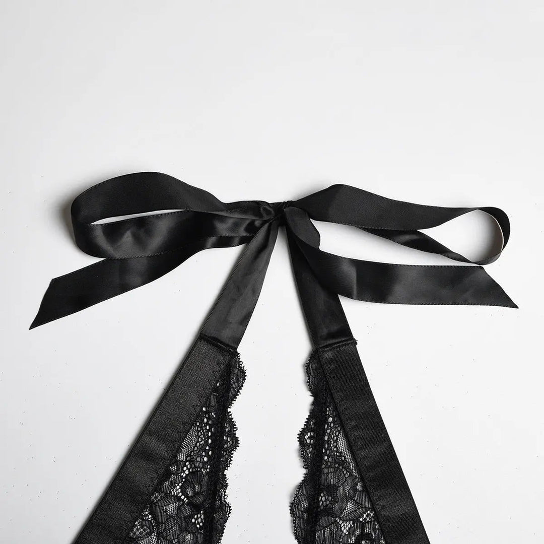 Einteiliger Dessous-Body Dayana in Schwarz mit tiefem Ausschnitt