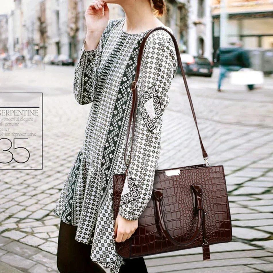 CROCODILE |  Trendige Designer Kroko Handtasche