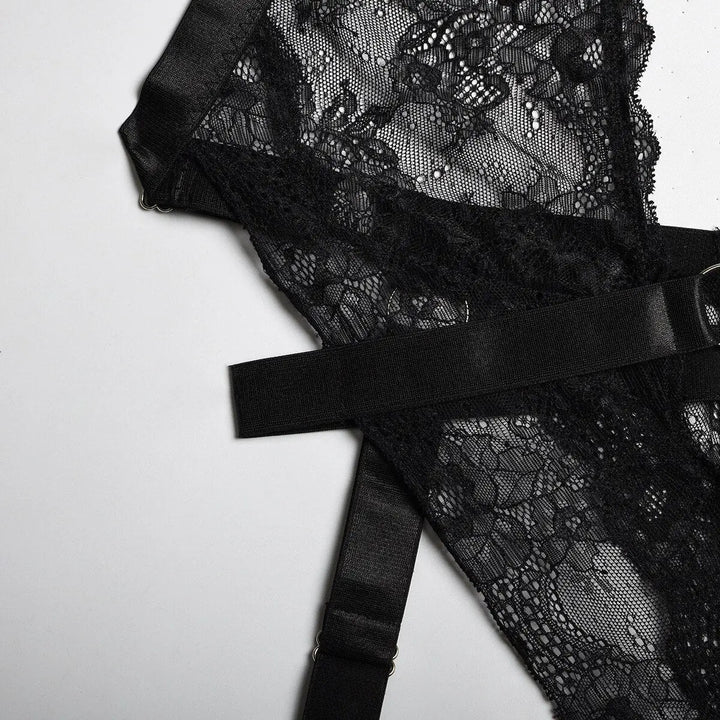 Einteiliger Dessous-Body Dayana in Schwarz mit tiefem Ausschnitt