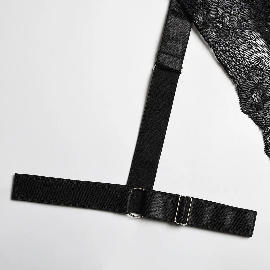 Einteiliger Dessous-Body Dayana in Schwarz mit tiefem Ausschnitt