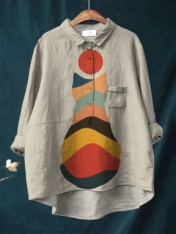 Thalia Künstlerisches T-Shirt mit Katzen-Print