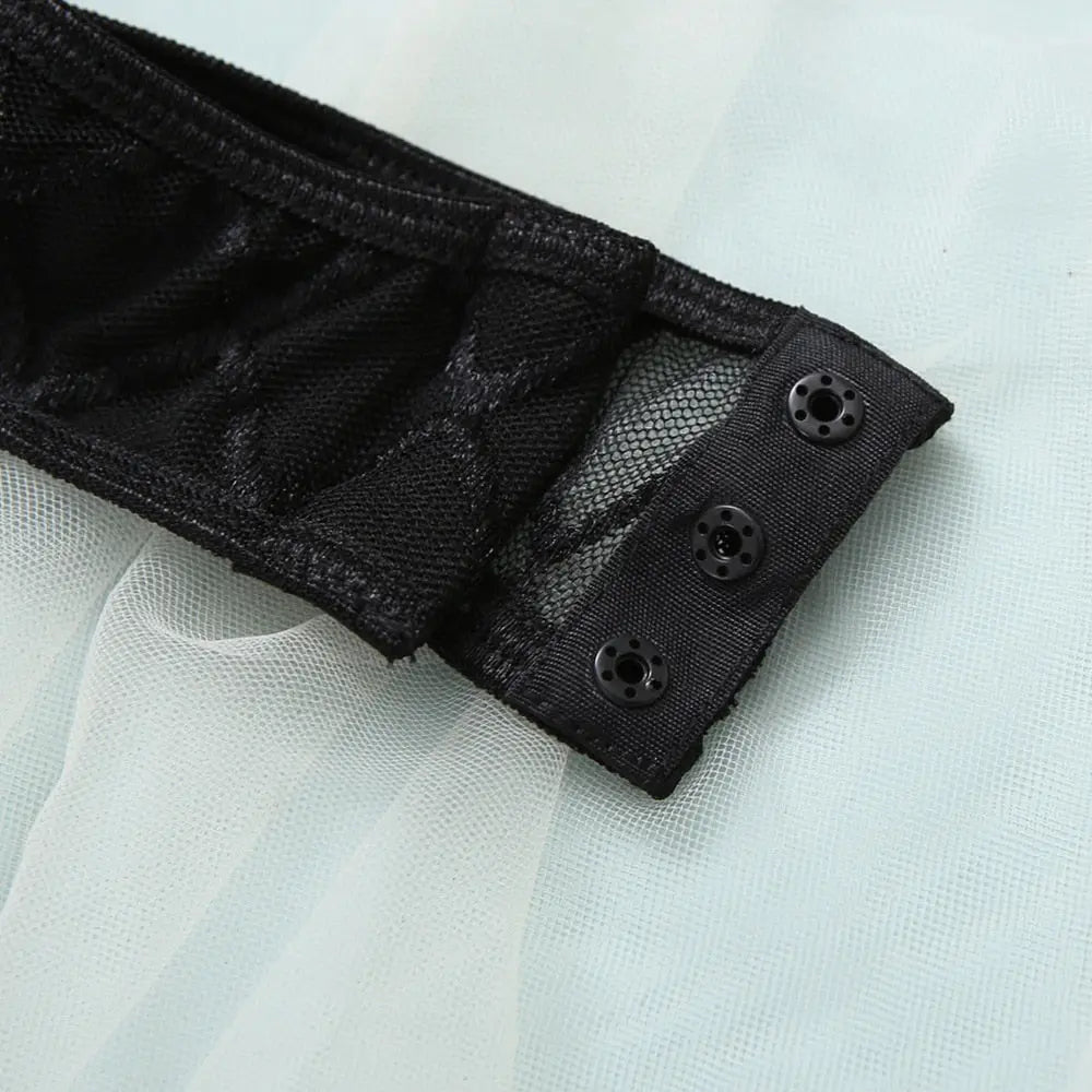 Aubrey Dessous-Body in Schwarz mit Karo-Muster und Spitzen-Details