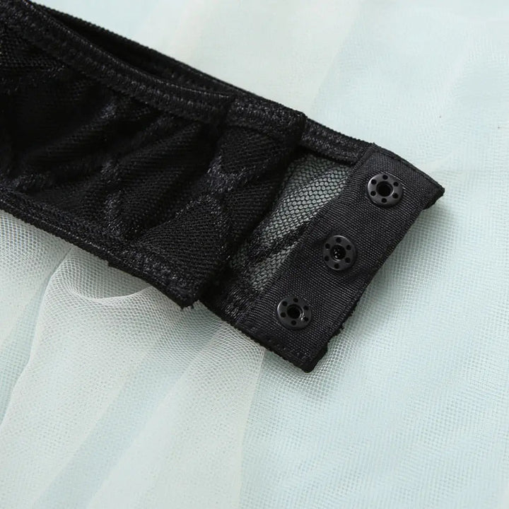 Aubrey Dessous-Body in Schwarz mit Karo-Muster und Spitzen-Details