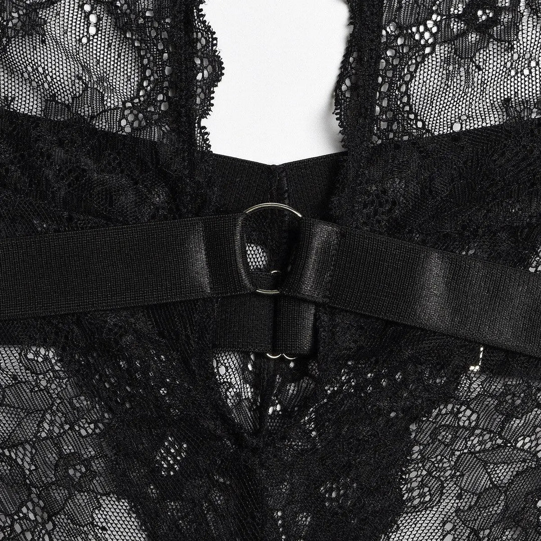 Einteiliger Dessous-Body Dayana in Schwarz mit tiefem Ausschnitt