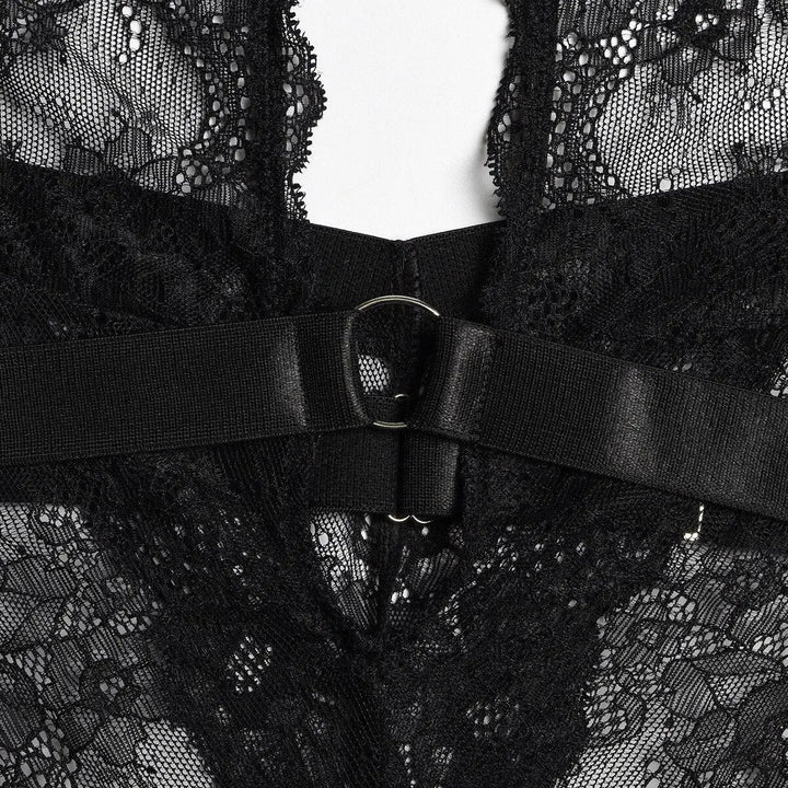 Einteiliger Dessous-Body Dayana in Schwarz mit tiefem Ausschnitt