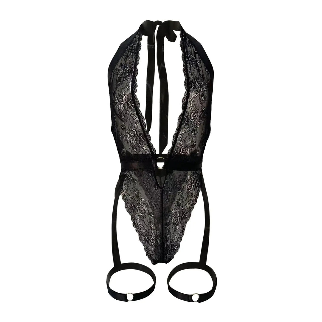 Einteiliger Dessous-Body Dayana in Schwarz mit tiefem Ausschnitt