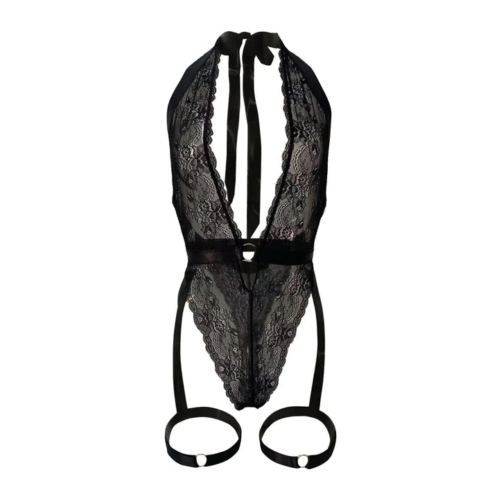 Einteiliger Dessous-Body Dayana in Schwarz mit tiefem Ausschnitt