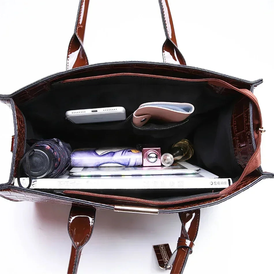 CROCODILE |  Trendige Designer Kroko Handtasche