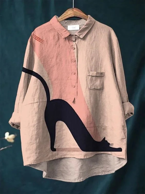 Thalia Künstlerisches T-Shirt mit Katzen-Print
