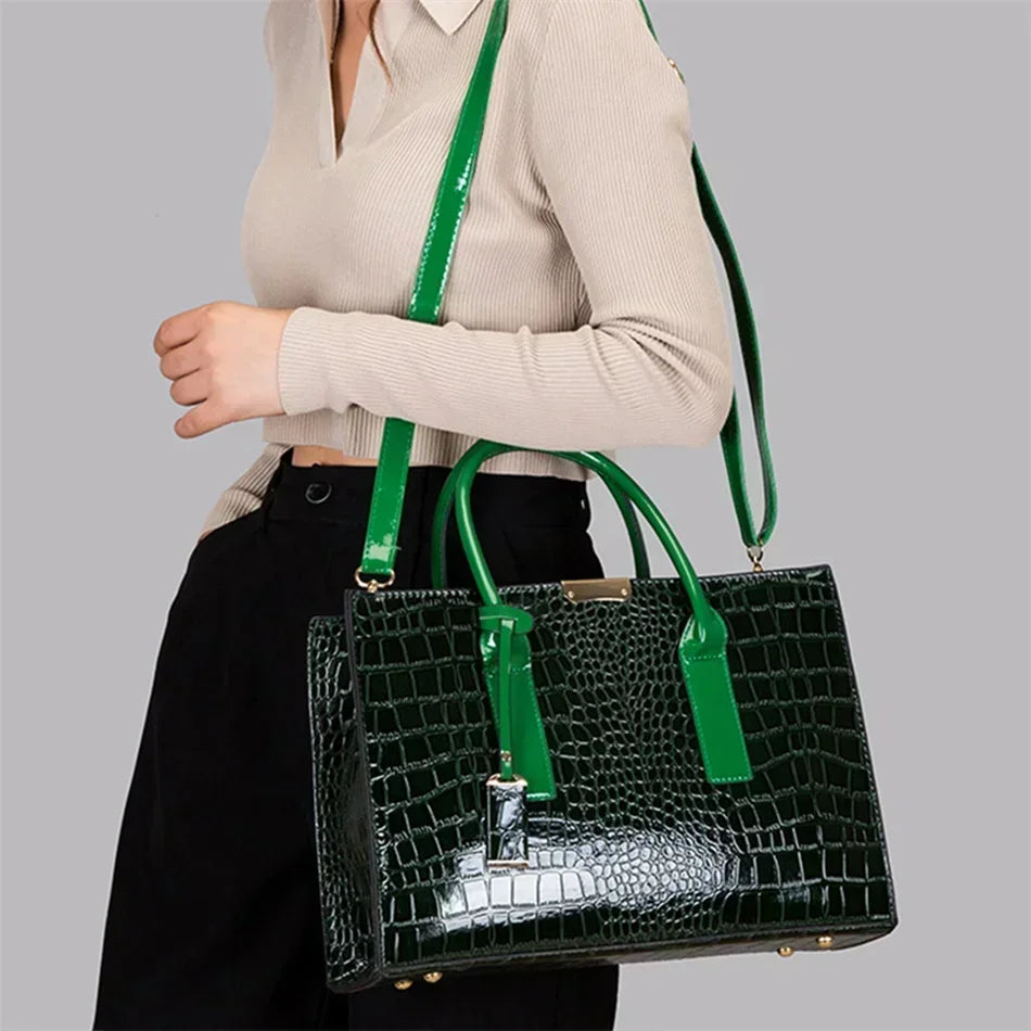 CROCODILE |  Trendige Designer Kroko Handtasche
