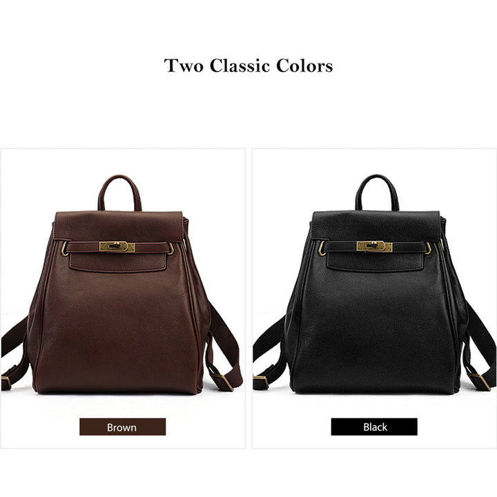 Klassischer Lederrucksack für Damen mit Kelly-Schloss und verstellbaren Trägern