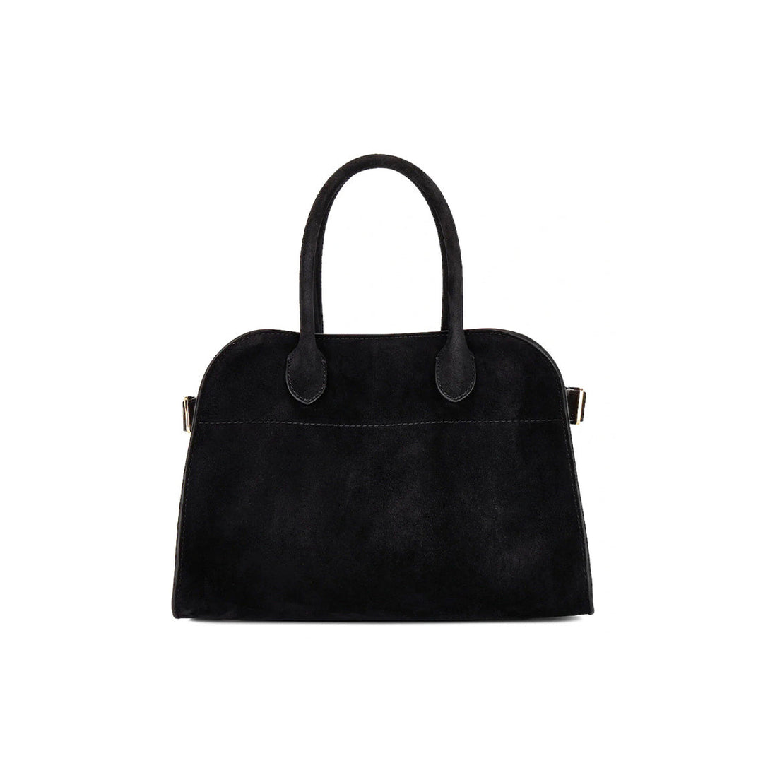 Margo Handtasche aus Wildleder mit Henkeln und goldfarbenen Beschlägen