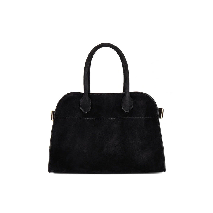 Margo Handtasche aus Wildleder mit Henkeln und goldfarbenen Beschlägen