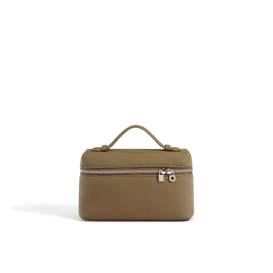 LP 19 Lunchbox-Handtasche aus genarbtem Narbenleder mit Riemen