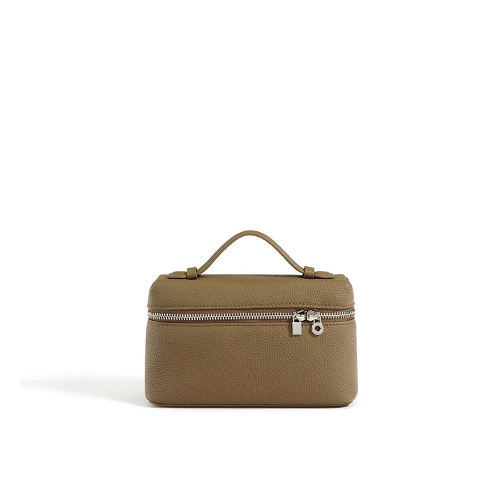 LP 19 Lunchbox-Handtasche aus genarbtem Narbenleder mit Riemen