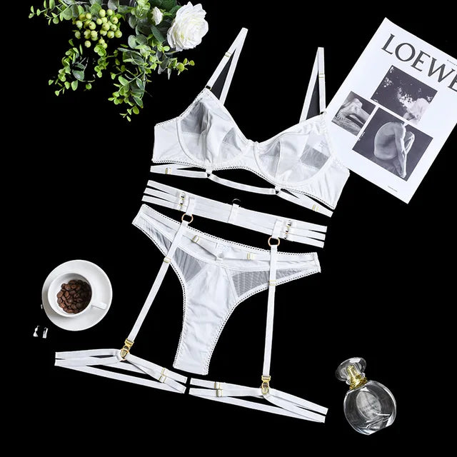 Adriana 3-teiliges Dessous-Set – Französische Spitze für Ihre Weiblichkeit