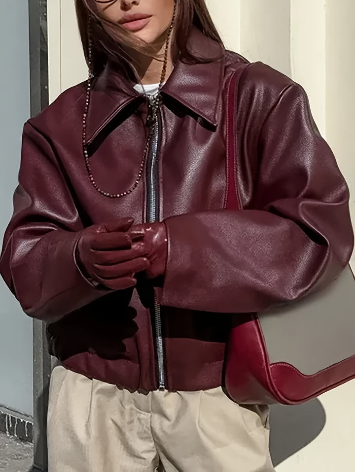 Stylish Casual Retro Motorcycle Women's PU Jacket
