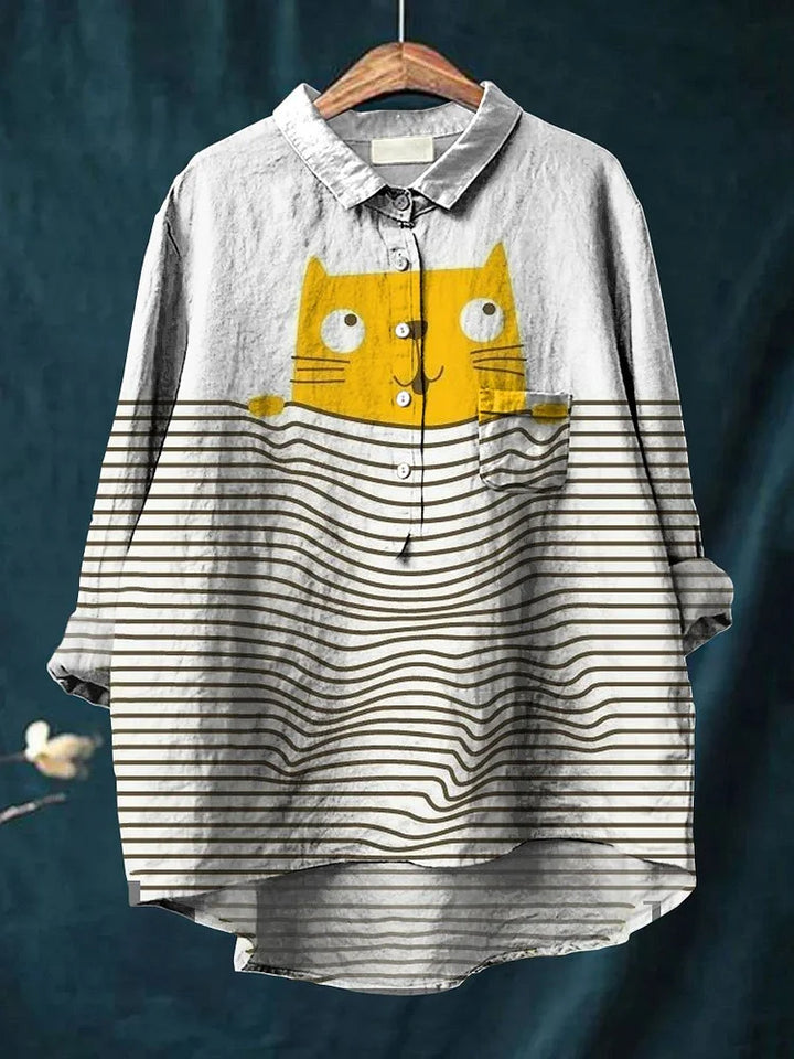 Thalia Künstlerisches T-Shirt mit Katzen-Print