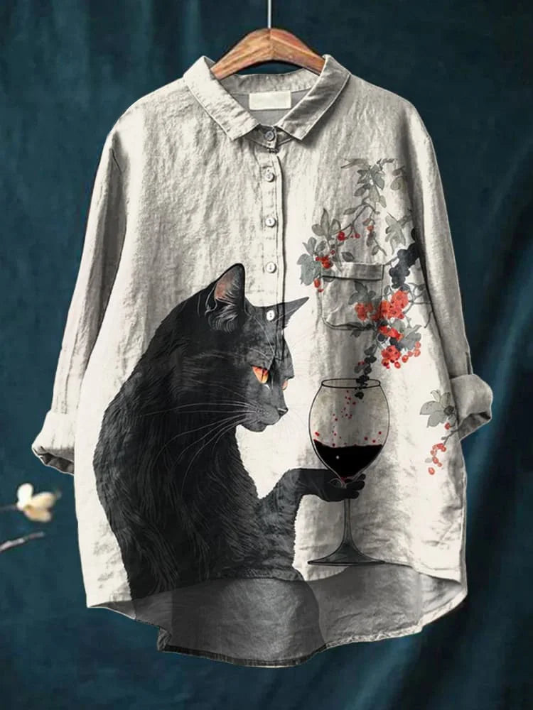 Thalia Künstlerisches T-Shirt mit Katzen-Print