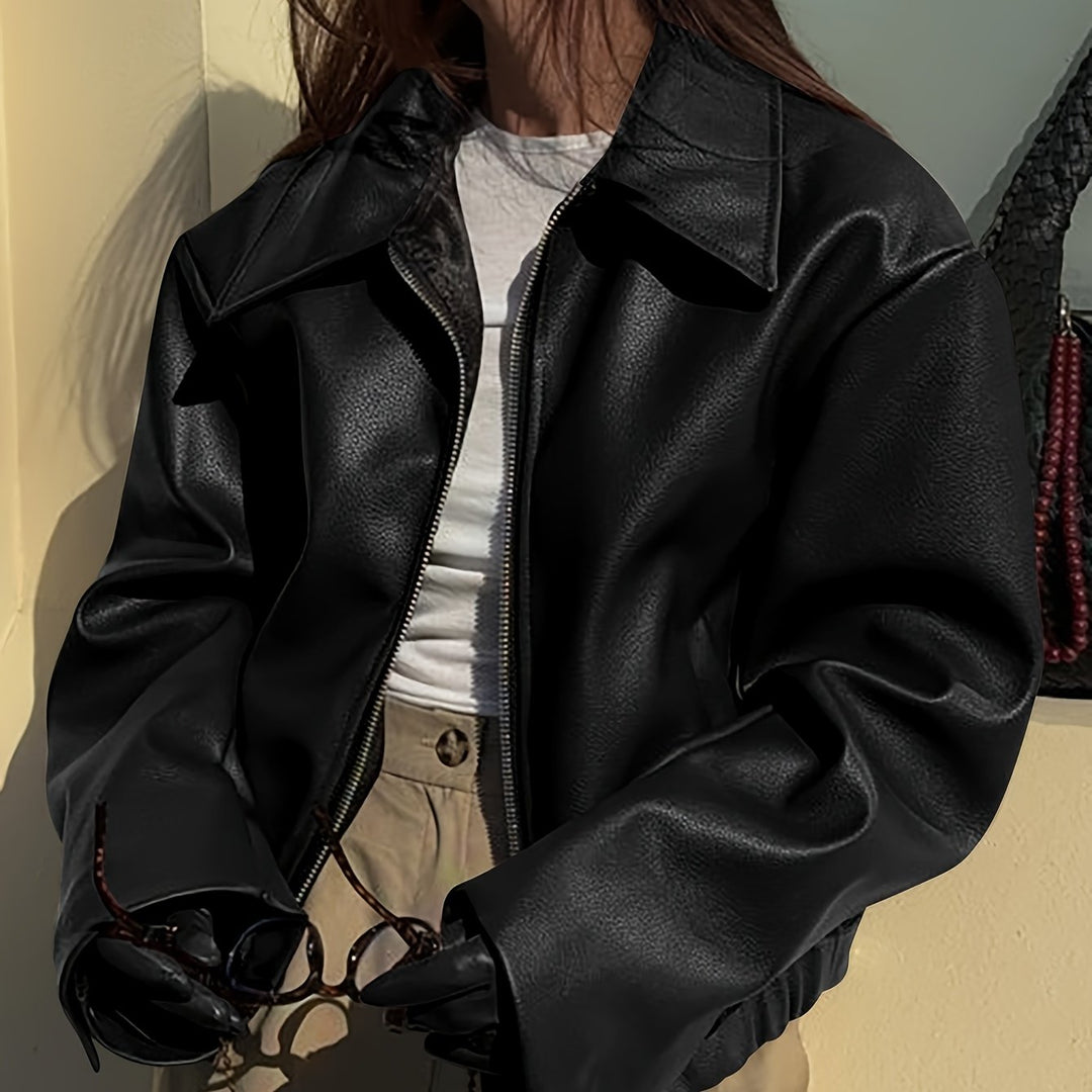 Stylish Casual Retro Motorcycle Women's PU Jacket