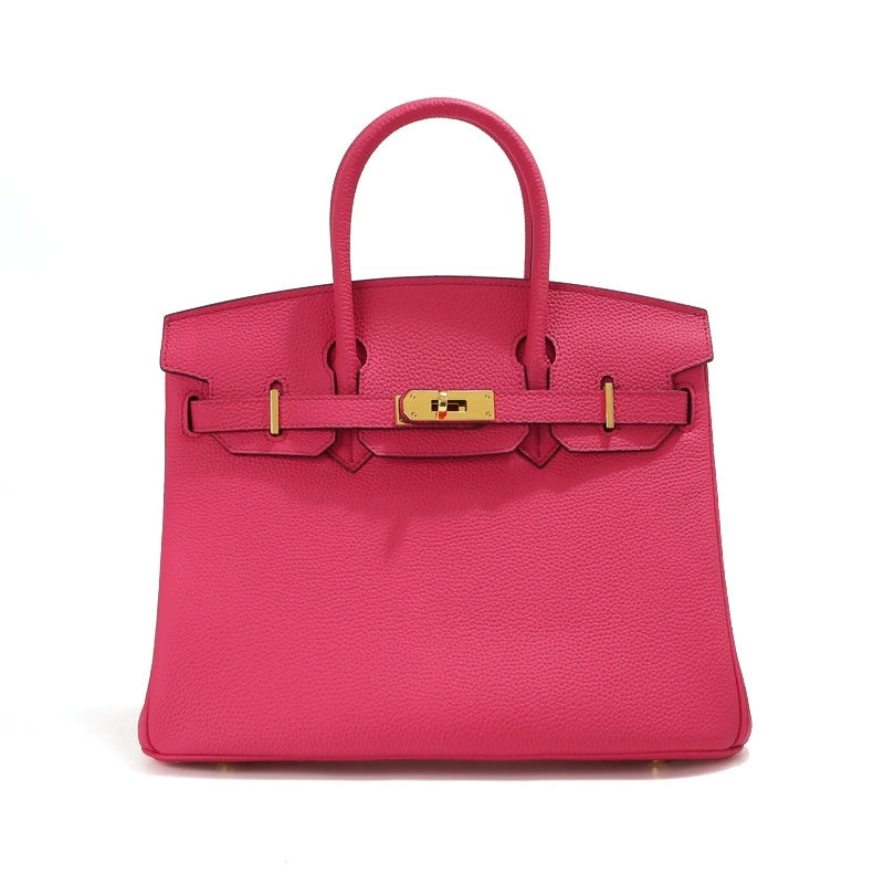 Birk-Handtasche aus Narbenleder mit goldenen Beschlägen