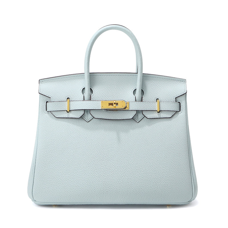 Birk-Handtasche aus Narbenleder mit goldenen Beschlägen