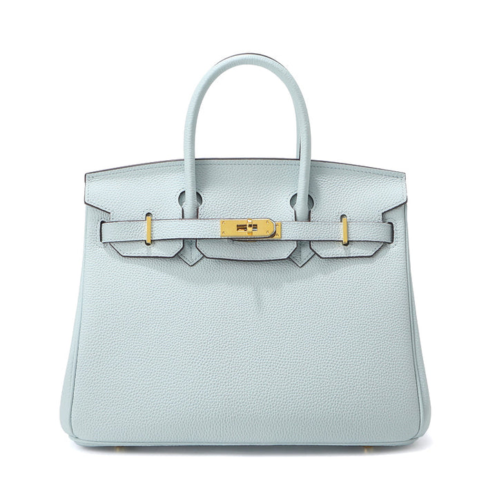 Birk-Handtasche aus Narbenleder mit goldenen Beschlägen