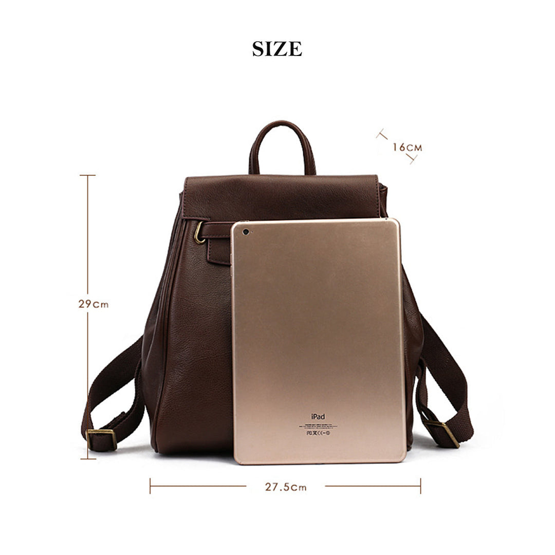 Klassischer Lederrucksack für Damen mit Kelly-Schloss und verstellbaren Trägern