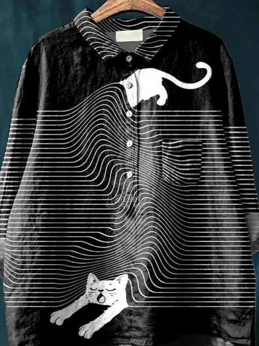 Coco Künstlerisches T-Shirt mit Katzen-Print