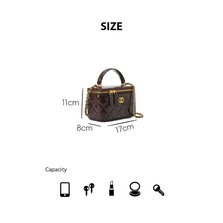 Gesteppte Kosmetik-Box-Tasche aus Narbenleder