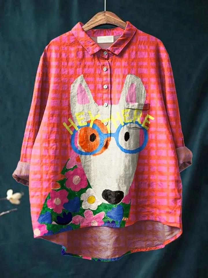 May Stylishes Hunde-Shirt mit Kunst-Print