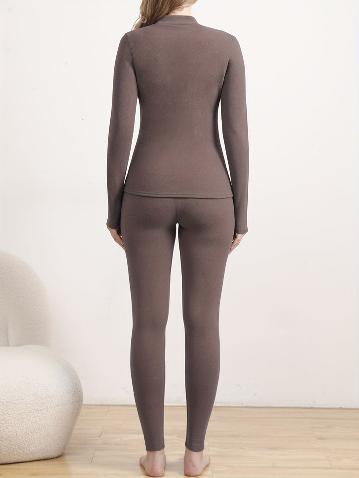 Thermisches Unterwäsche Set mit Fleece Futter für Frauen