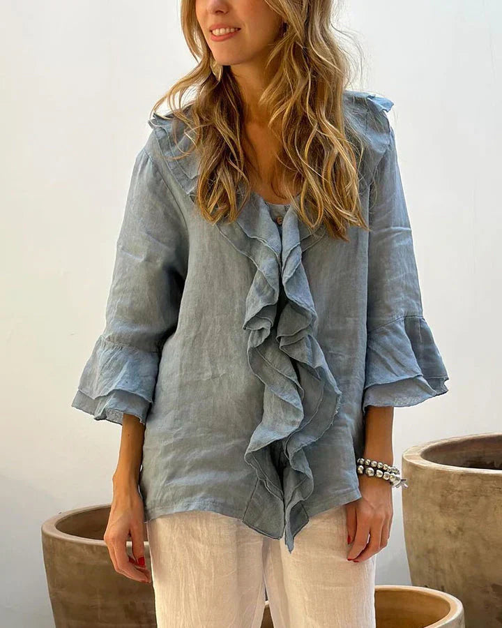 Marie Elegante Rüschenbluse – Für feminine Raffinesse und stilvollen Komfort