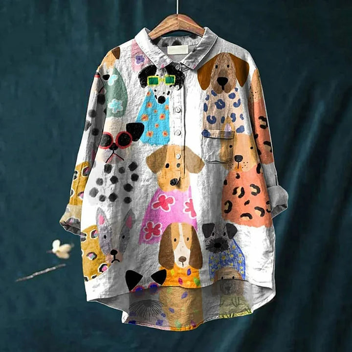 Fiona Stylishes Hunde-Shirt mit Kunstmotiv