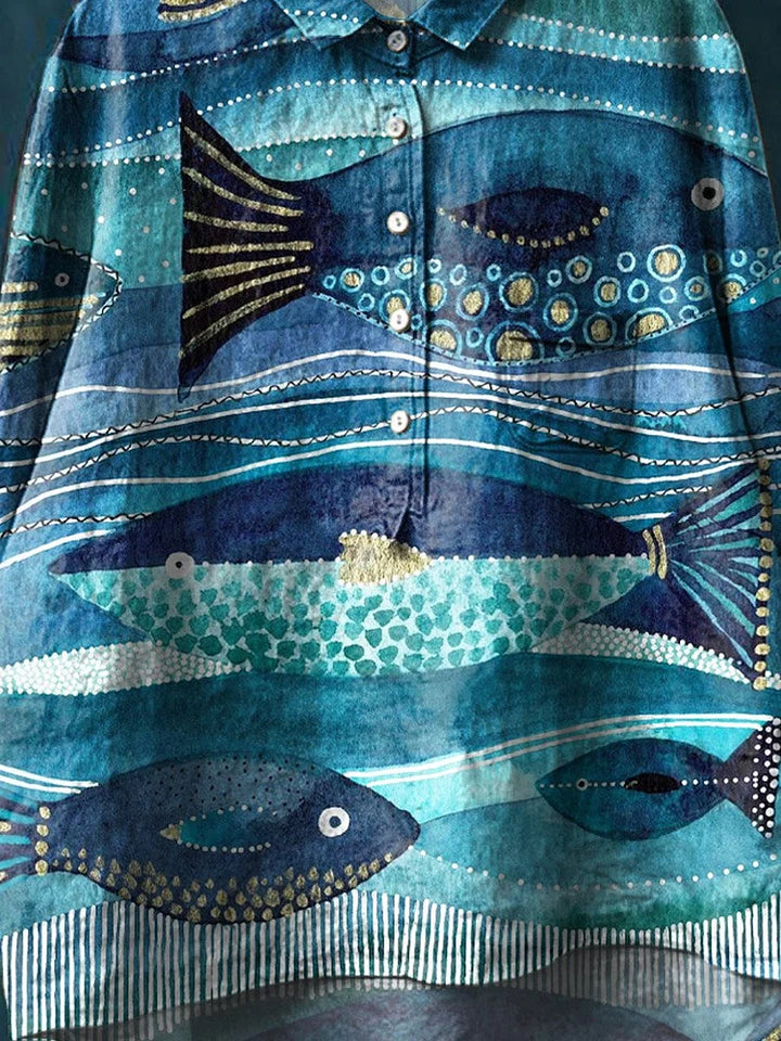 Quinn Künstlerisches T-Shirt mit Ozean-Print