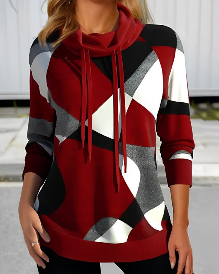 Kiana | Stilvoller Pullover mit geometrischem Druck und Schalkragen