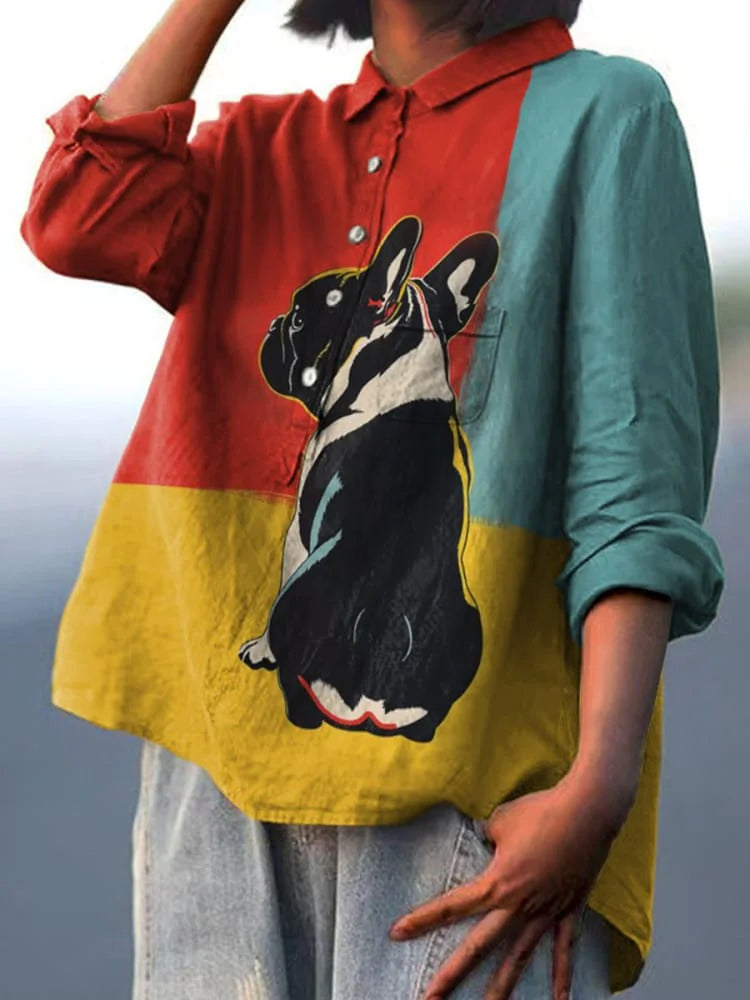 Charlotte Kreatives T-Shirt mit Hunde-Kunstprint