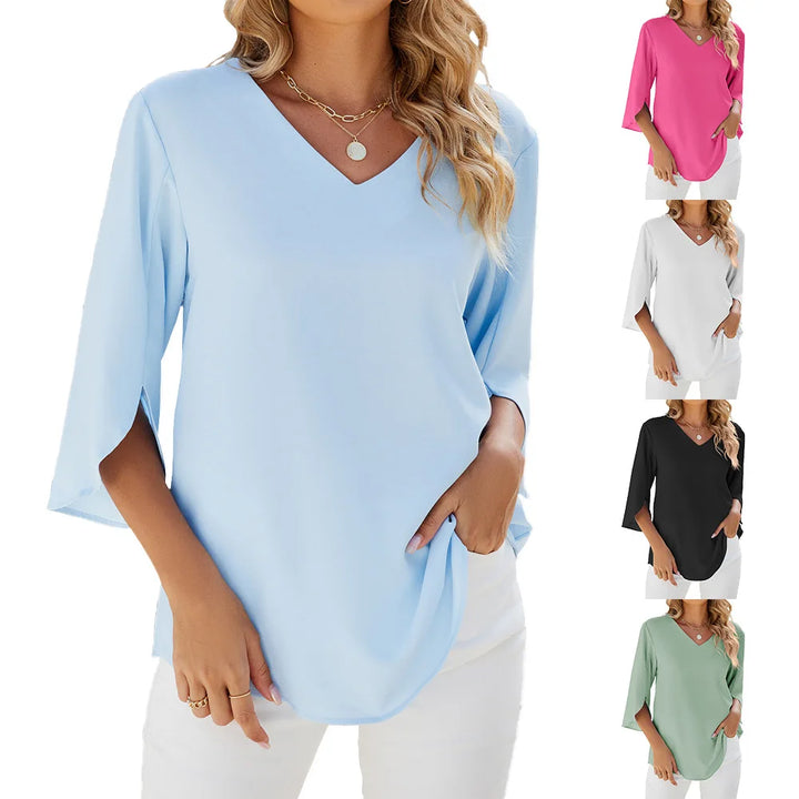 Helene Bluse mit V-Ausschnitt – Eleganz und Komfort für jeden Tag
