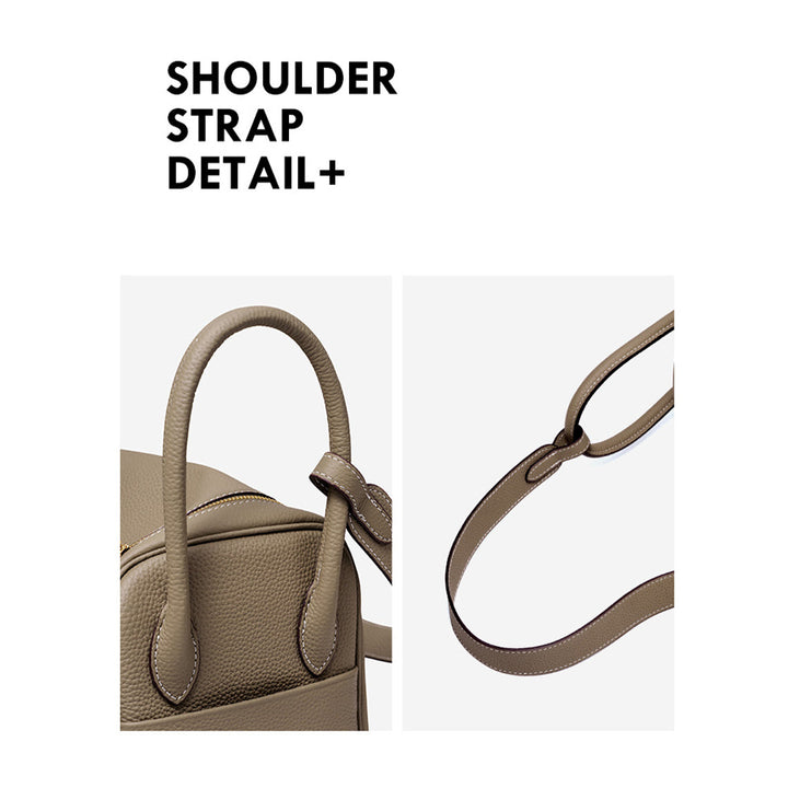 Lindi Tasche aus Narbenleder mit Henkeln und goldenen Beschlägen