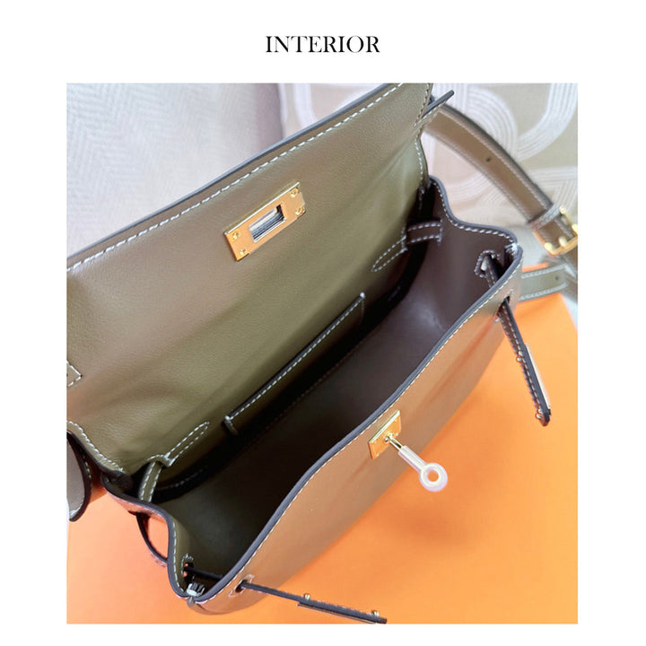 New Kelli Satteltasche aus Narbenleder mit Mini-Pouch am Riemen