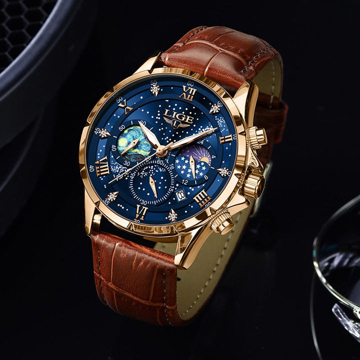 Elegante Mondphasenuhr für Herren – Klassisches Design & edle Mondphasenanzeige