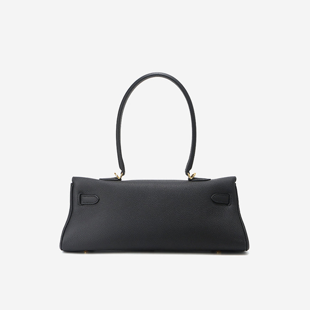 Kelli Schultertasche aus Narbenleder mit goldenen Beschlägen