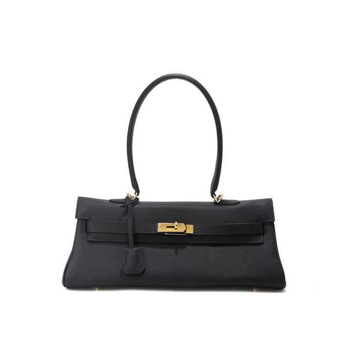 Kelli Schultertasche aus Narbenleder mit goldenen Beschlägen
