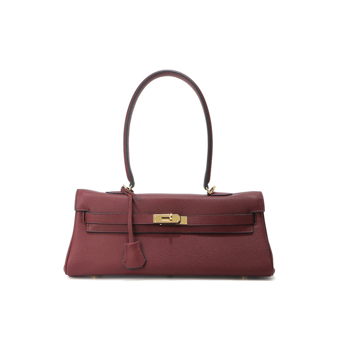 Kelli Schultertasche aus Narbenleder mit goldenen Beschlägen