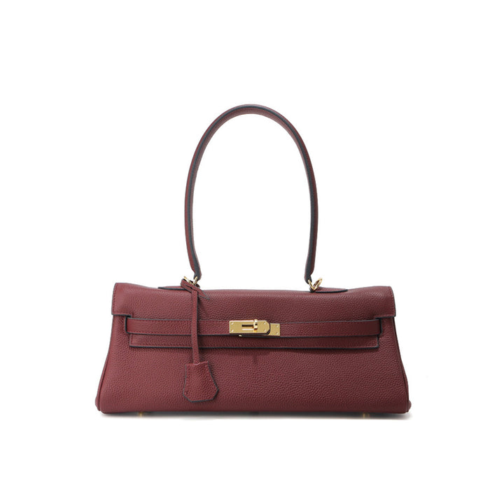 Kelli Schultertasche aus Narbenleder mit goldenen Beschlägen