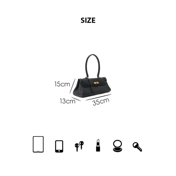 Kelli Schultertasche aus Narbenleder mit goldenen Beschlägen