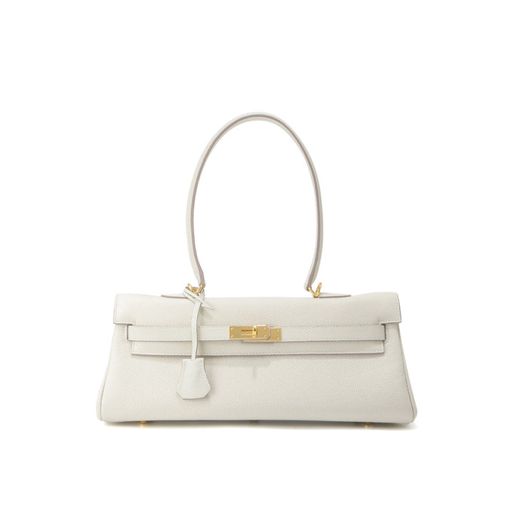 Kelli Schultertasche aus Narbenleder mit goldenen Beschlägen