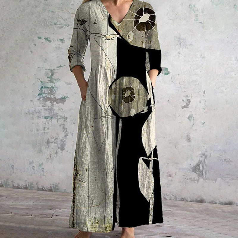 Paula – Elegantes Damenkleid mit abstraktem Print im modernen Stil